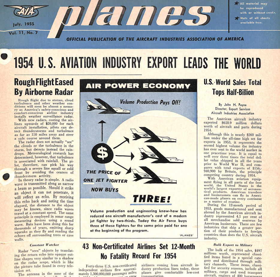 In the 1950s, the US confidently led in aviation