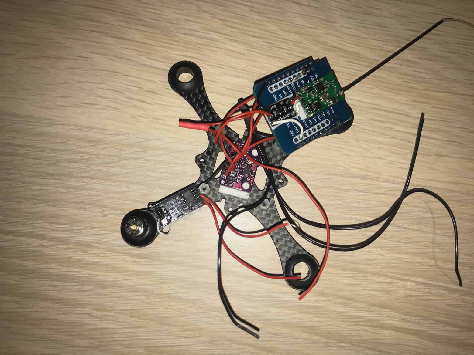 Assembled drone side view