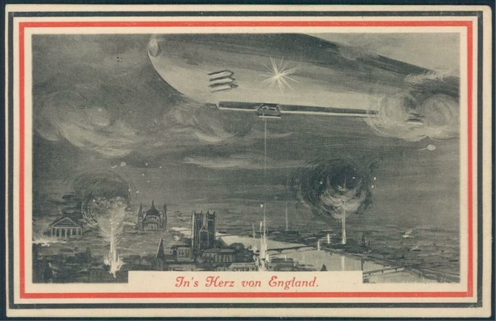 Немецкая открытка 1915 года, подпись гласит «В сердце Англии»