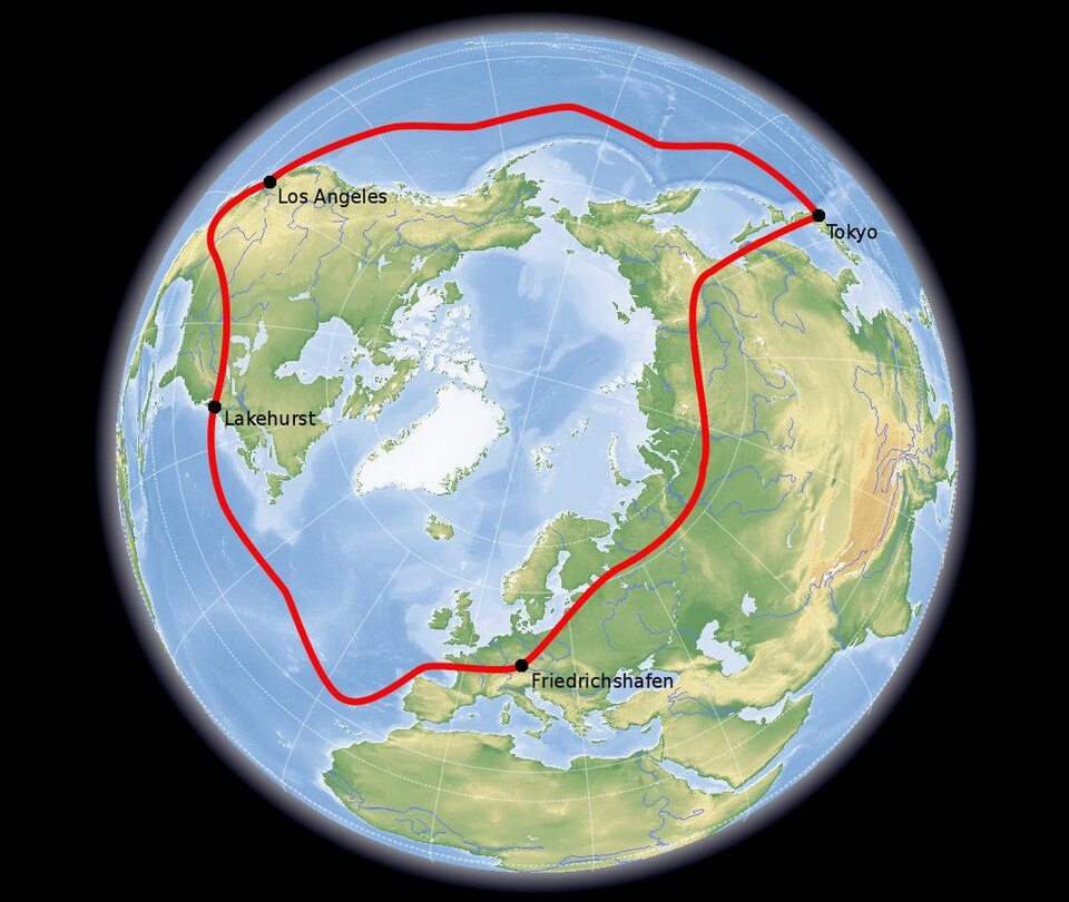 Маршрут кругосветного путешествия «Графа Цеппелина»