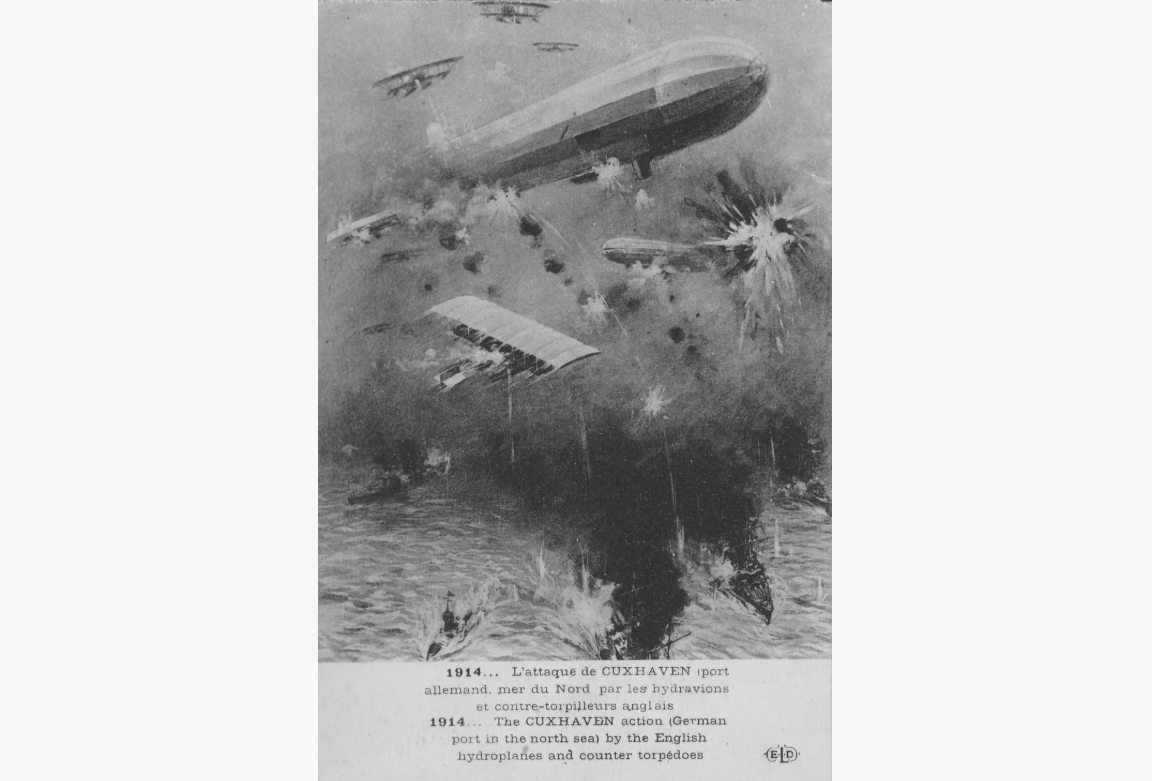 Рейд на Куксхафен в эпичном представлении французского художника. Реальность была... несколько иной