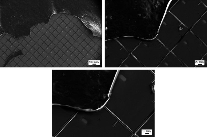 SEM microphotograph of ink on the active matrix surface