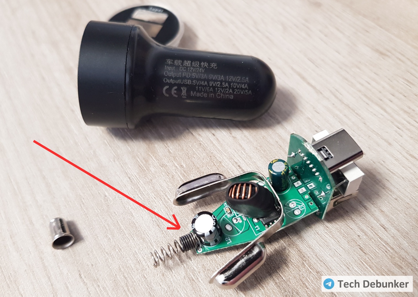 Melted housing and deformed spring