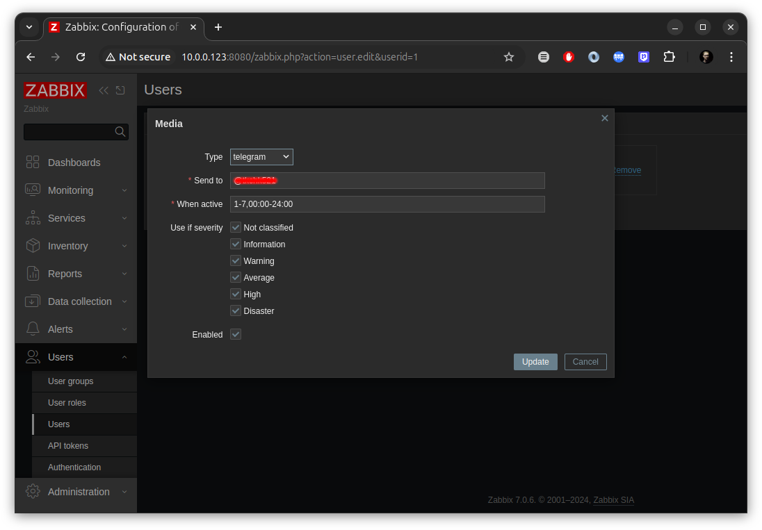 Illustration for Setting up alerts from Zabbix to Telegram