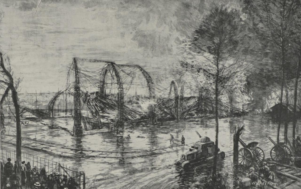 То, что осталось от дирижабля LZ-38 и его эллинга после атаки британского самолёта