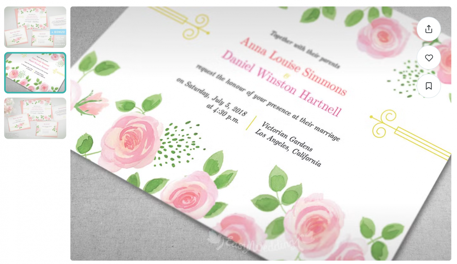 Moodboard from watercolor roses