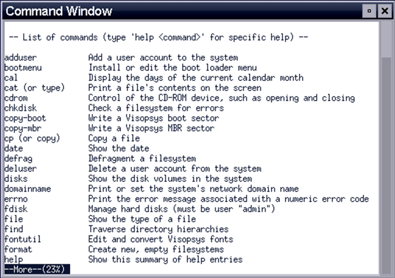 Visopsys system info