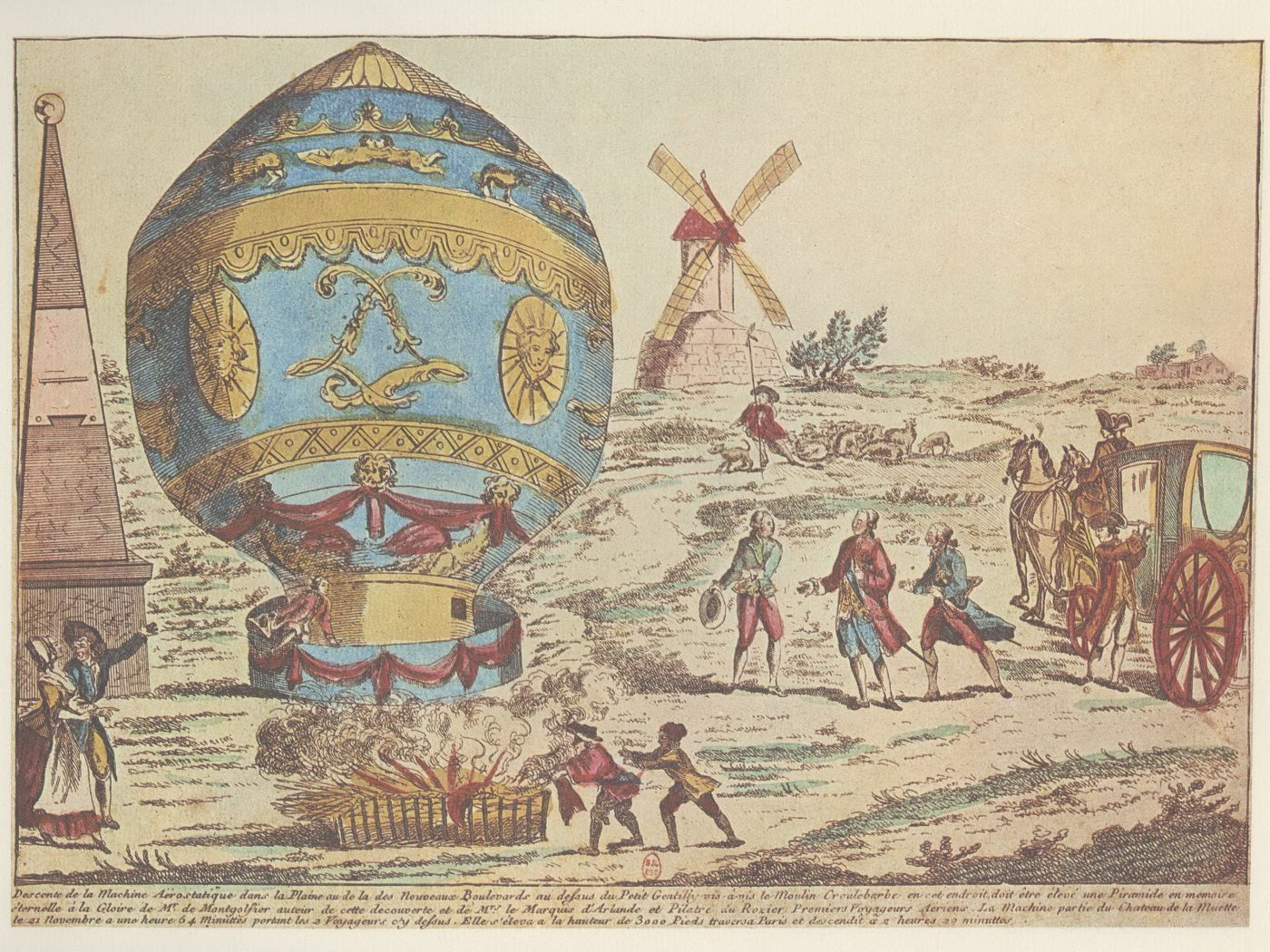 Воздушный шар братьев Монгольфье на «испытательном стенде»