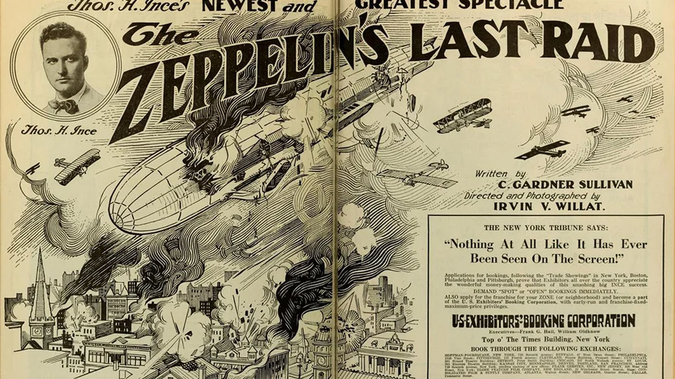 Постер к голливудской военной драме 1917 года «Последний рейд цеппелинов»