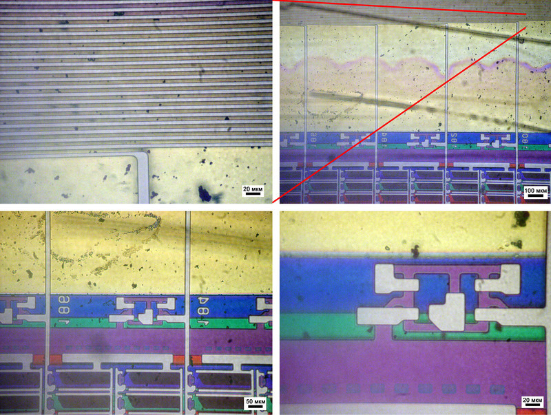 Optical microphotograph of horizontal LCD display lines