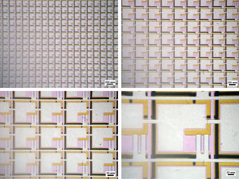 Optical microphotograph of E-Ink display active matrix