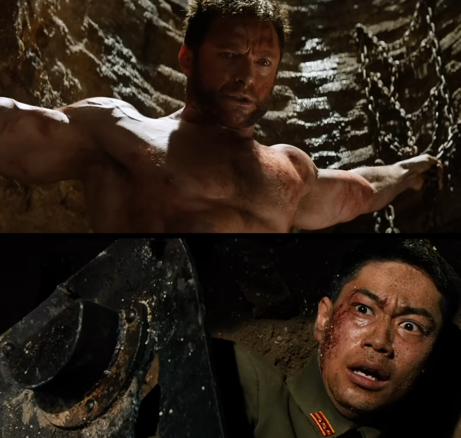 Wolverine's regeneration after saving a Japanese officer during the atomic bombing of Nagasaki